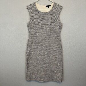 Women Banana Republic Black White Tweed Lined Sheath Dress Size 8